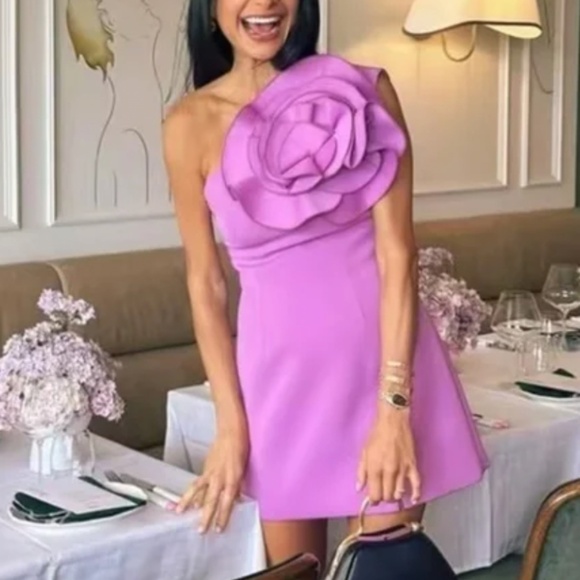 NEW Acler x Saks Turflea Mini Dress Wild Bloom Pink Cocktail Holiday Wedding - Picture 4 of 10